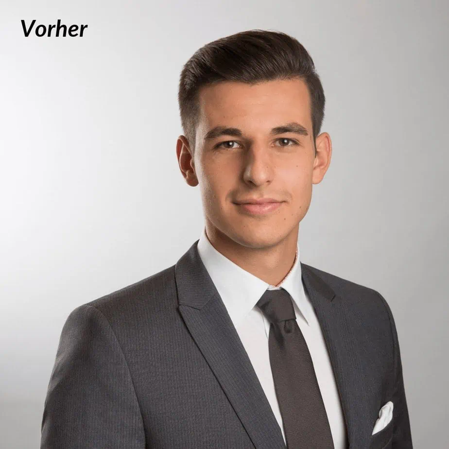 Bewerbungsfoto vor Hintergrund wechsel
