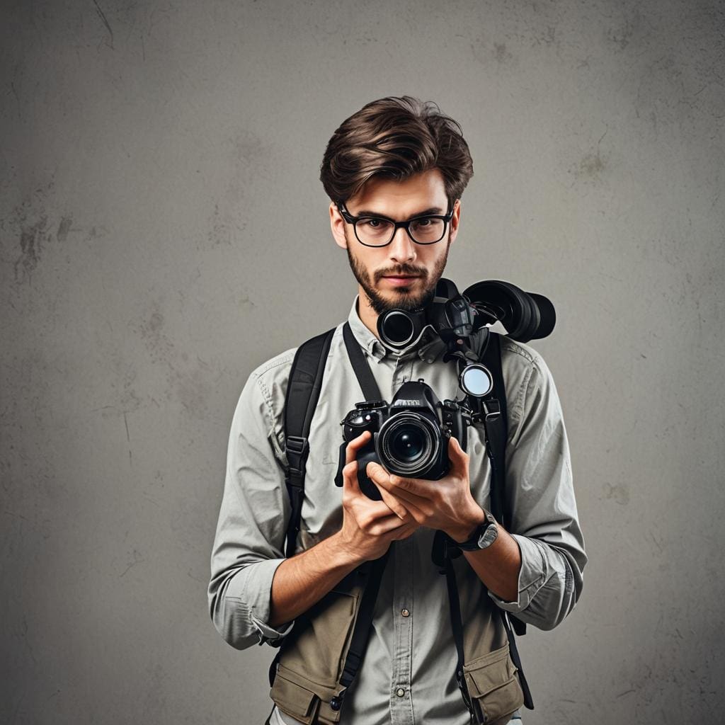 Professional photographer with camera