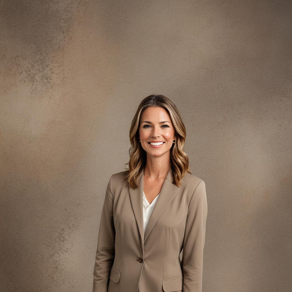 professional headshot with subdued earth tones background