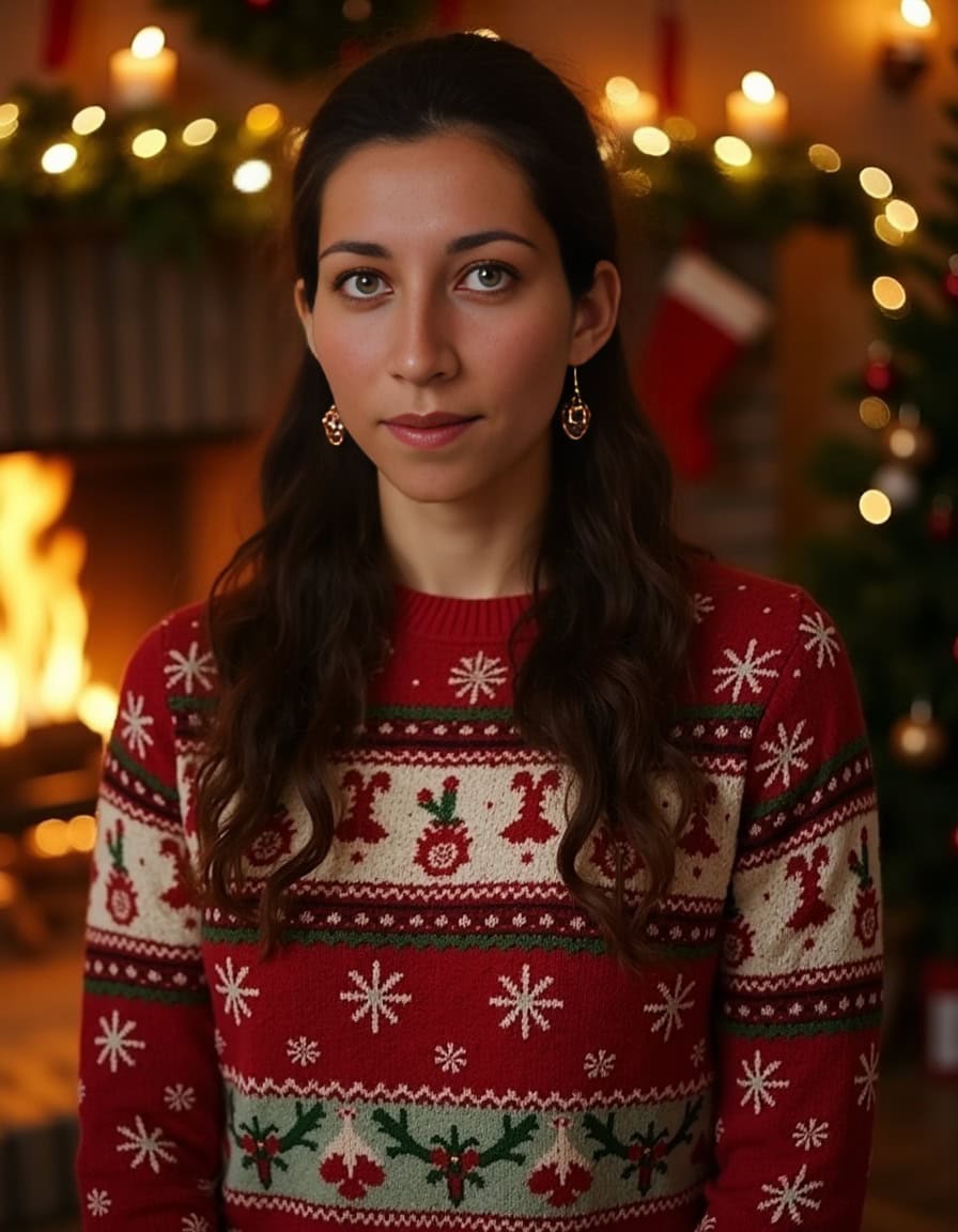 AI Christmas photo woman