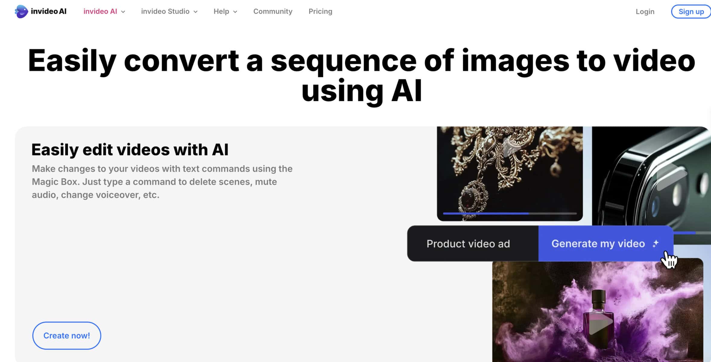 Conversion process of image to video AI using Invideo