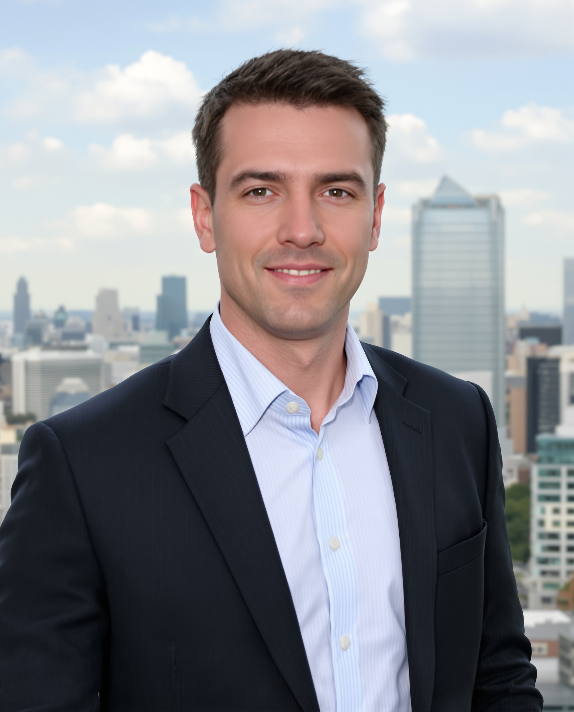 corporate headshots city background